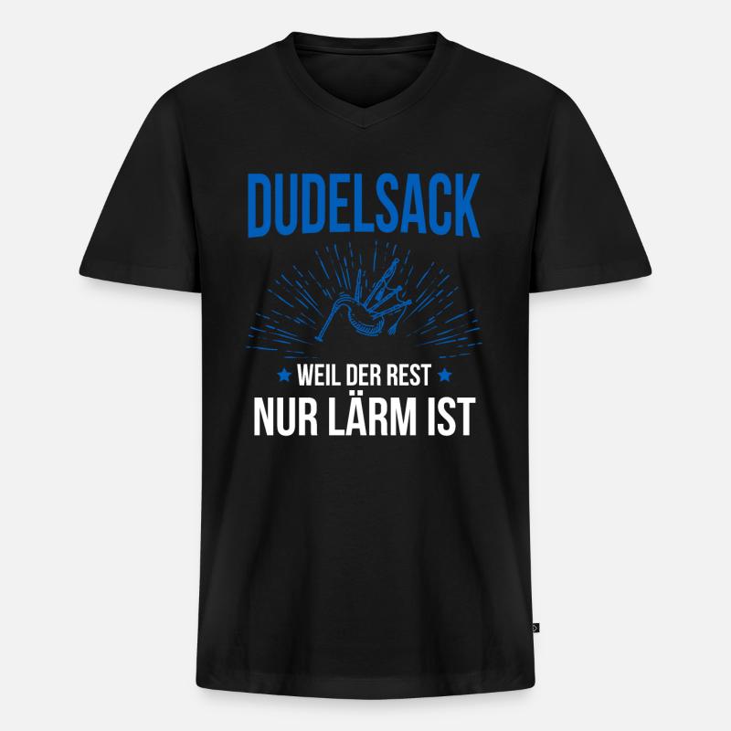 Dudelsack Dudelsackspieler Sackpfeife - Männer Premium Bio T-Shirt mit V-Ausschnitt - Schwarz