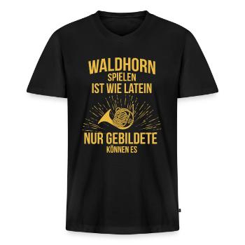 Waldhorn Waldhornspieler Waldhornist - Männer Premium Bio T-Shirt mit V-Ausschnitt - Schwarz - Vorne - Nico (187cm)