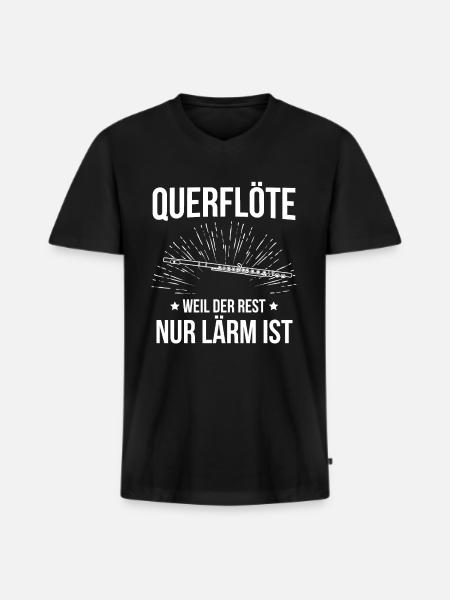 Querflöte Querflötenspieler Querflötist - Männer Premium Bio T-Shirt mit V-Ausschnitt - Schwarz