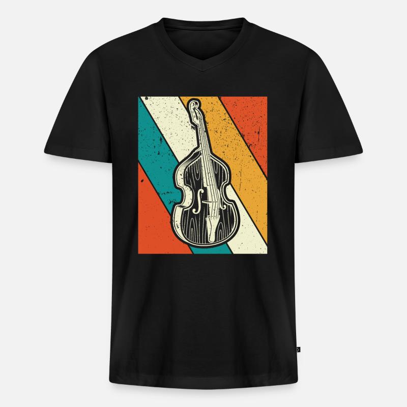 Kontrabass Kontrabassspieler Kontrabassist - Männer Premium Bio T-Shirt mit V-Ausschnitt - Schwarz