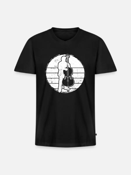 Contrebasse Contrebassiste Contrebassiste - T-shirt encolure en V Premium bio Homme - noir
