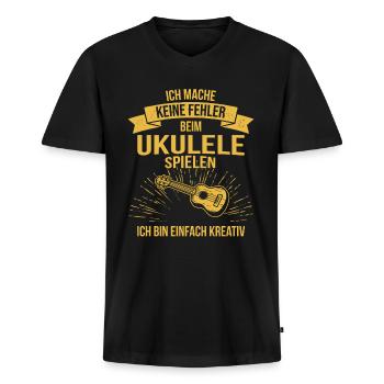 Ukulele Ukulele-Spieler Ukulelist - Männer Premium Bio T-Shirt mit V-Ausschnitt - Schwarz - Vorne - Nico (187cm)