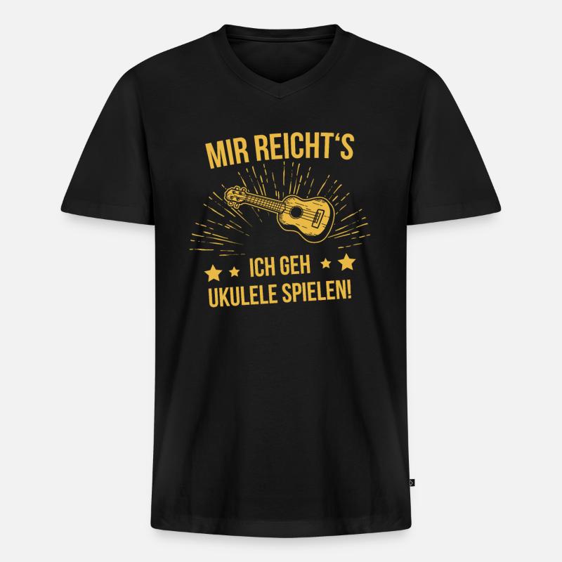 Ukulele Ukulele-Spieler Ukulelist - Männer Premium Bio T-Shirt mit V-Ausschnitt - Schwarz