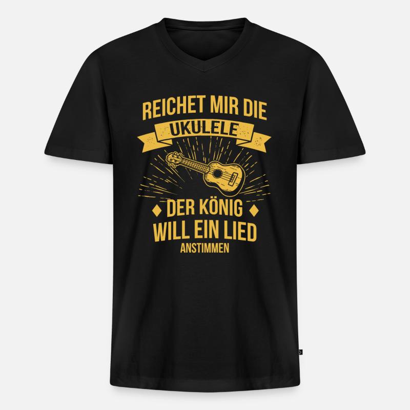 Ukulele Ukulele-Spieler Ukulelist - Männer Premium Bio T-Shirt mit V-Ausschnitt - Schwarz