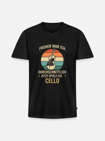 Cello Cellospieler Cellist - Männer Premium Bio T-Shirt mit V-Ausschnitt - Schwarz