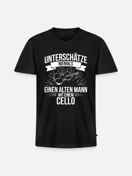 Cello Cellospieler Cellist - Männer Premium Bio T-Shirt mit V-Ausschnitt - Schwarz
