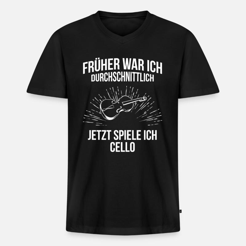 Cello Cellospieler Cellist - Männer Premium Bio T-Shirt mit V-Ausschnitt - Schwarz