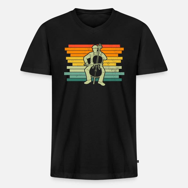 Cello Cellospieler Cellist - Männer Premium Bio T-Shirt mit V-Ausschnitt - Schwarz