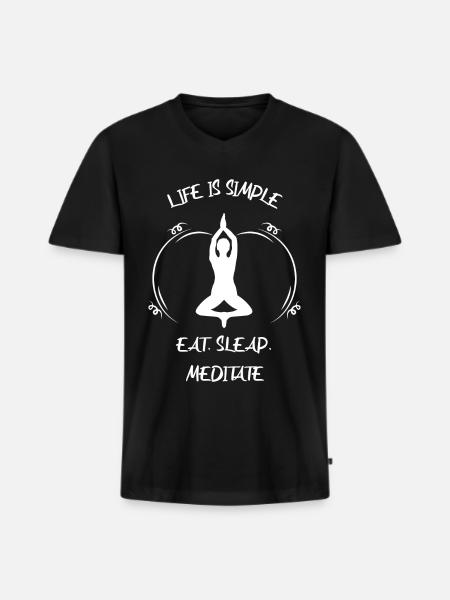 Médaïon - T-shirt encolure en V Premium bio Homme - noir