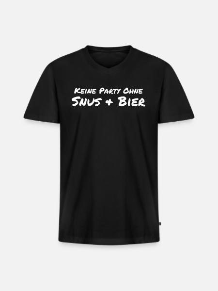Snus Kautabak Bier - Männer Premium Bio T-Shirt mit V-Ausschnitt - Schwarz