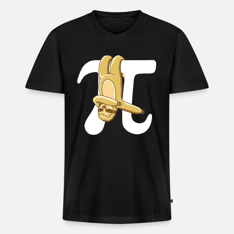 Math Sloth Pi - Männer Premium Bio T-Shirt mit V-Ausschnitt - Schwarz