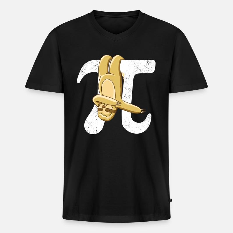 Math Sloth Pi - Männer Premium Bio T-Shirt mit V-Ausschnitt - Schwarz