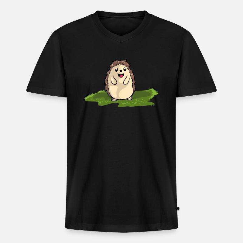 Igel - Männer Premium Bio T-Shirt mit V-Ausschnitt - Schwarz