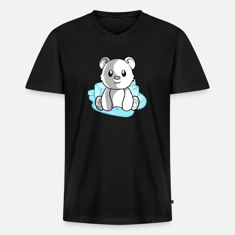 Eisbär Polarbär - Männer Premium Bio T-Shirt mit V-Ausschnitt - Schwarz