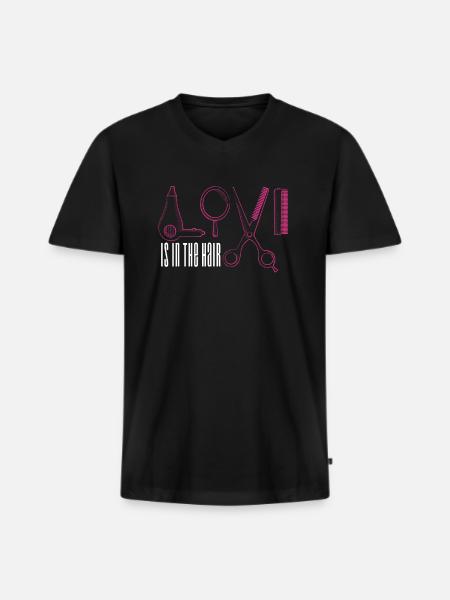 Coiffeur coiffeur coiffeur - T-shirt encolure en V Premium bio Homme - noir