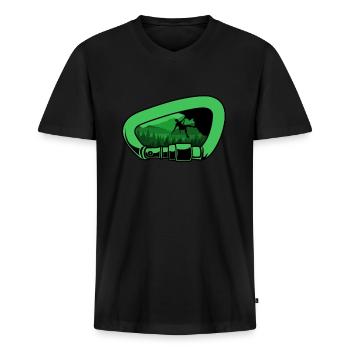 Klettern Bergsport Kletterer - Männer Premium Bio T-Shirt mit V-Ausschnitt - Schwarz - Vorne - Nico (187cm)