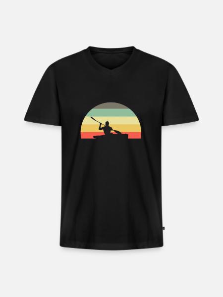 Retro kayak kayak kayaker - Men's Premium Organic T-shirt with V-neck - black