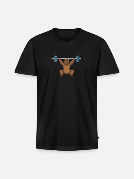Weightlifting weightlifter barbell - Men's Premium Organic T-shirt with V-neck - black