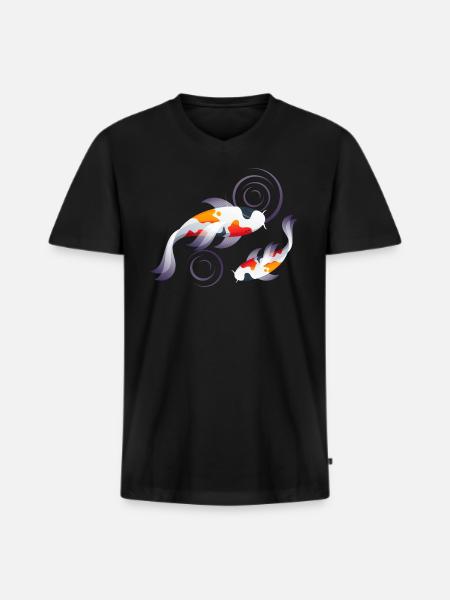 Koi carp pond - Men's Premium Organic T-shirt with V-neck - black