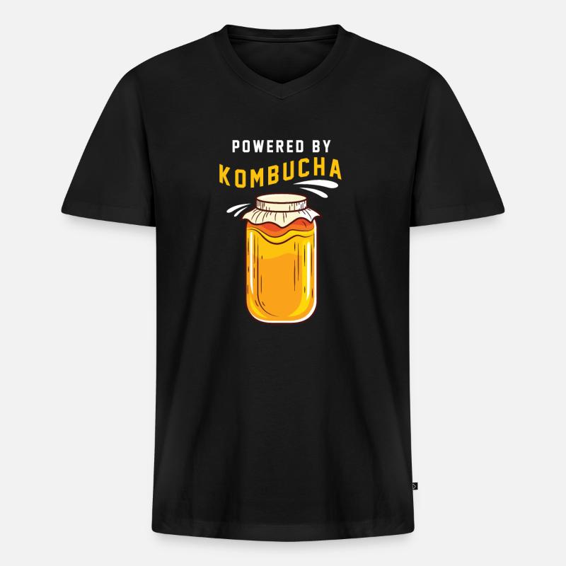 Kombucha - Männer Premium Bio T-Shirt mit V-Ausschnitt - Schwarz