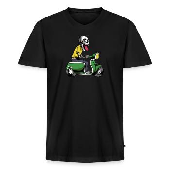 Motorroller Mofa Moped Roller - Männer Premium Bio T-Shirt mit V-Ausschnitt - Schwarz - Vorne - Nico (187cm)