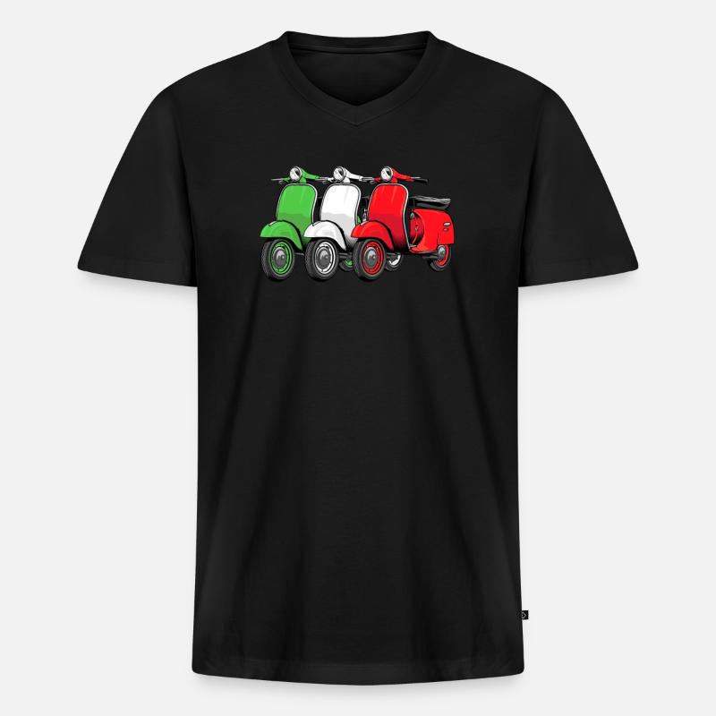 Motorroller Mofa Moped Roller - Männer Premium Bio T-Shirt mit V-Ausschnitt - Schwarz