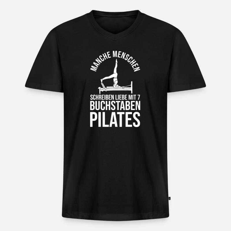 Pilates - Männer Premium Bio T-Shirt mit V-Ausschnitt - Schwarz