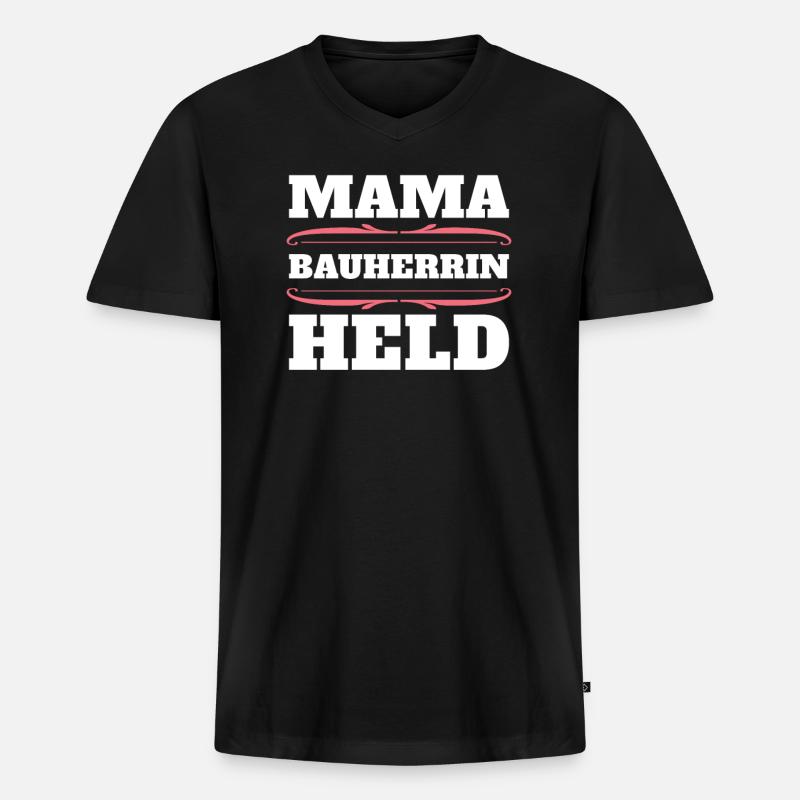 Bauherrin - Männer Premium Bio T-Shirt mit V-Ausschnitt - Schwarz