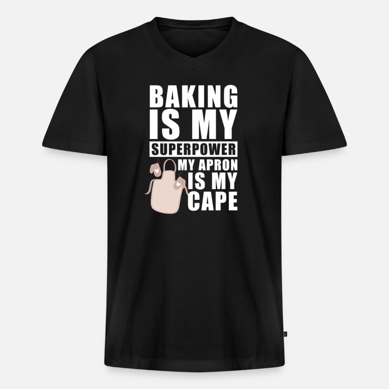 Bäcker Backen Konditor - Männer Premium Bio T-Shirt mit V-Ausschnitt - Schwarz