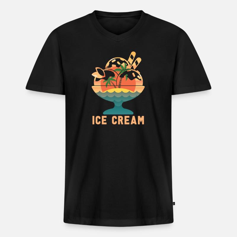 Eis Eiscreme - Männer Premium Bio T-Shirt mit V-Ausschnitt - Schwarz