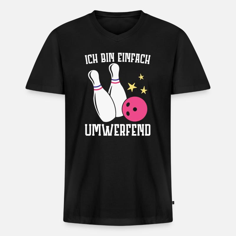 Bowling - Männer Premium Bio T-Shirt mit V-Ausschnitt - Schwarz