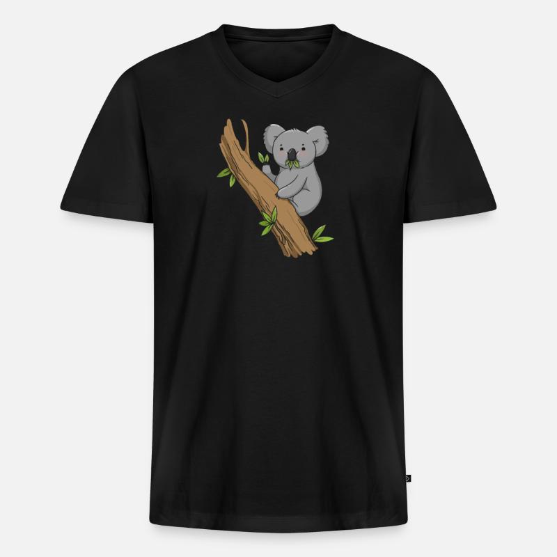 Orso Koala Koala - Maglietta ecologica premium da uomo con scollo a V - nero