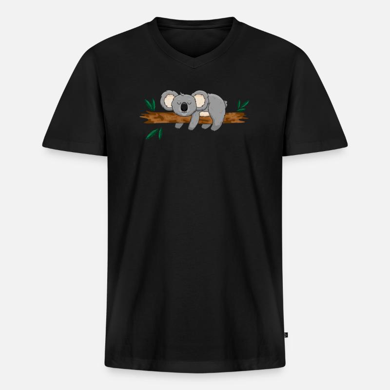 Koala Koalabär - Männer Premium Bio T-Shirt mit V-Ausschnitt - Schwarz
