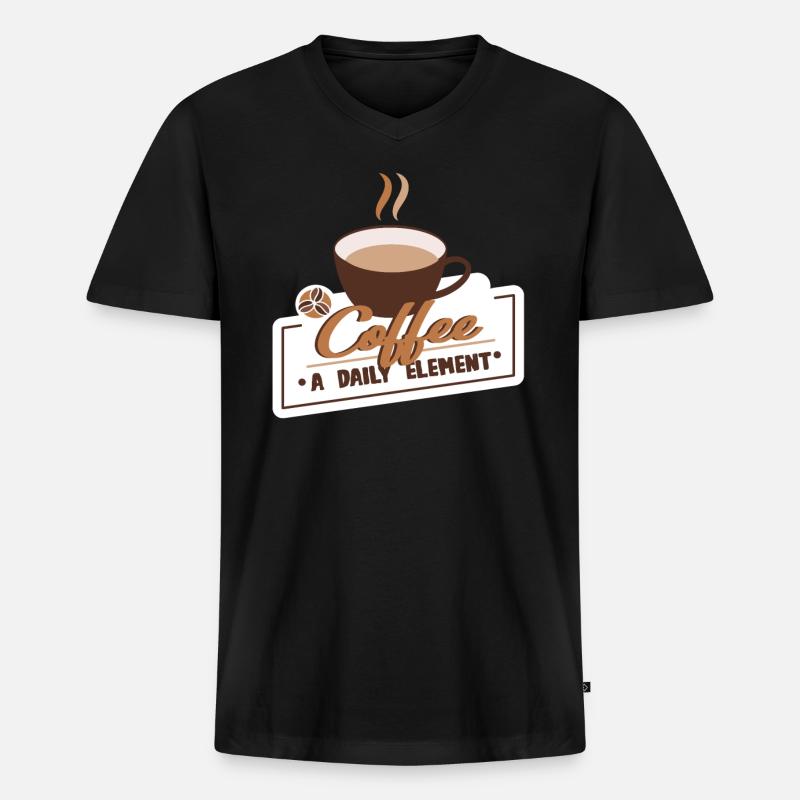 Kaffee Kaffeetrinker Kaffeeliebhaber - Männer Premium Bio T-Shirt mit V-Ausschnitt - Schwarz