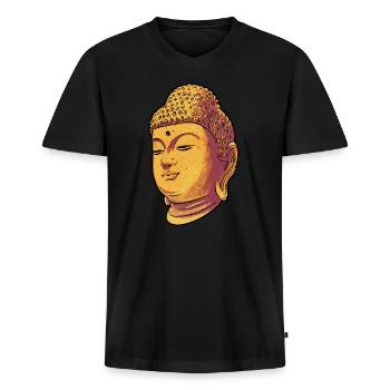 Boeddhisme boeddha - Mannen Premium Bio T-shirt met V-hals - zwart - Voor - Nico (187cm)