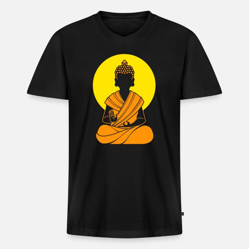 Buddha Buddhist Buddhismus - Männer Premium Bio T-Shirt mit V-Ausschnitt - Schwarz