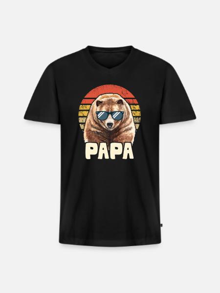 Papa Father Father's Day - Men's Premium Organic T-shirt with V-neck - black
