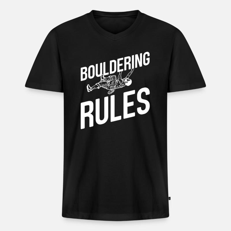 Bouldern - Männer Premium Bio T-Shirt mit V-Ausschnitt - Schwarz
