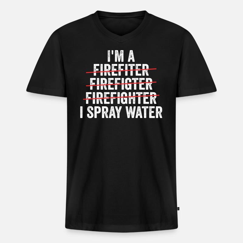 Ich bin Feuerwehrmann - Männer Premium Bio T-Shirt mit V-Ausschnitt - Schwarz