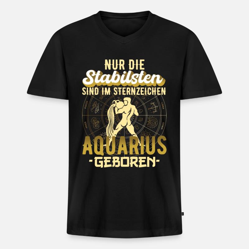 Sternzeichen Aquarius Wassermann Geschenkidee - Männer Premium Bio T-Shirt mit V-Ausschnitt - Schwarz