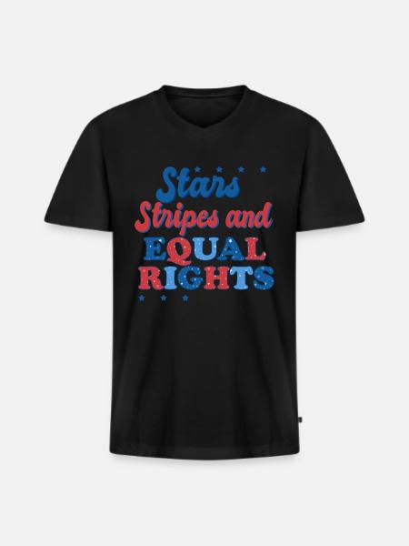 Rayures étoilées et égalité - T-shirt encolure en V Premium bio Homme - noir
