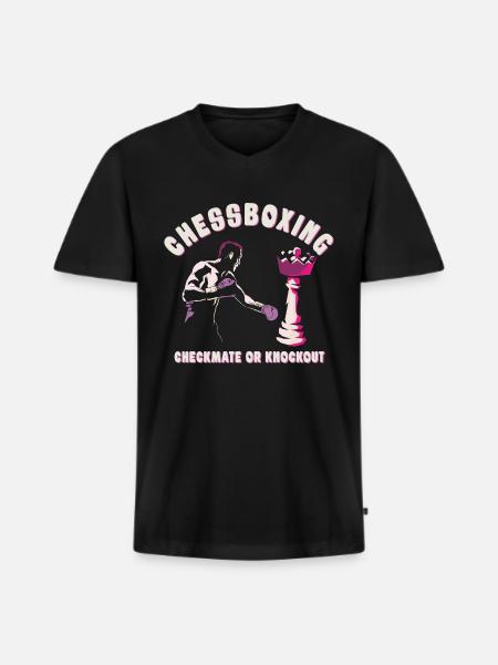 Schachboxen - Schachmatt Oder Knockout Schachboxen - Männer Premium Bio T-Shirt mit V-Ausschnitt - Schwarz