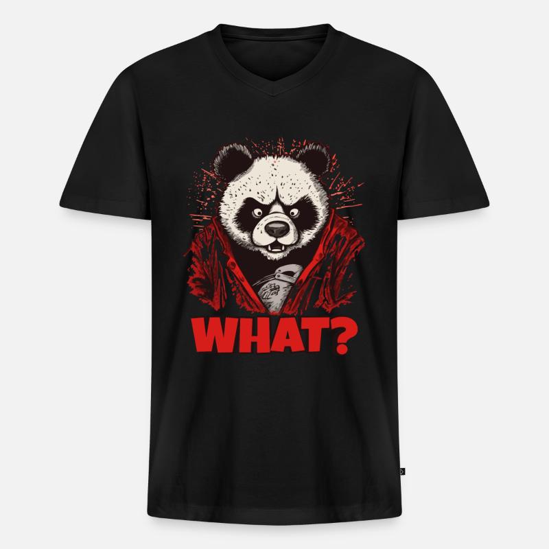 Wütender Pandabär - Männer Premium Bio T-Shirt mit V-Ausschnitt - Schwarz