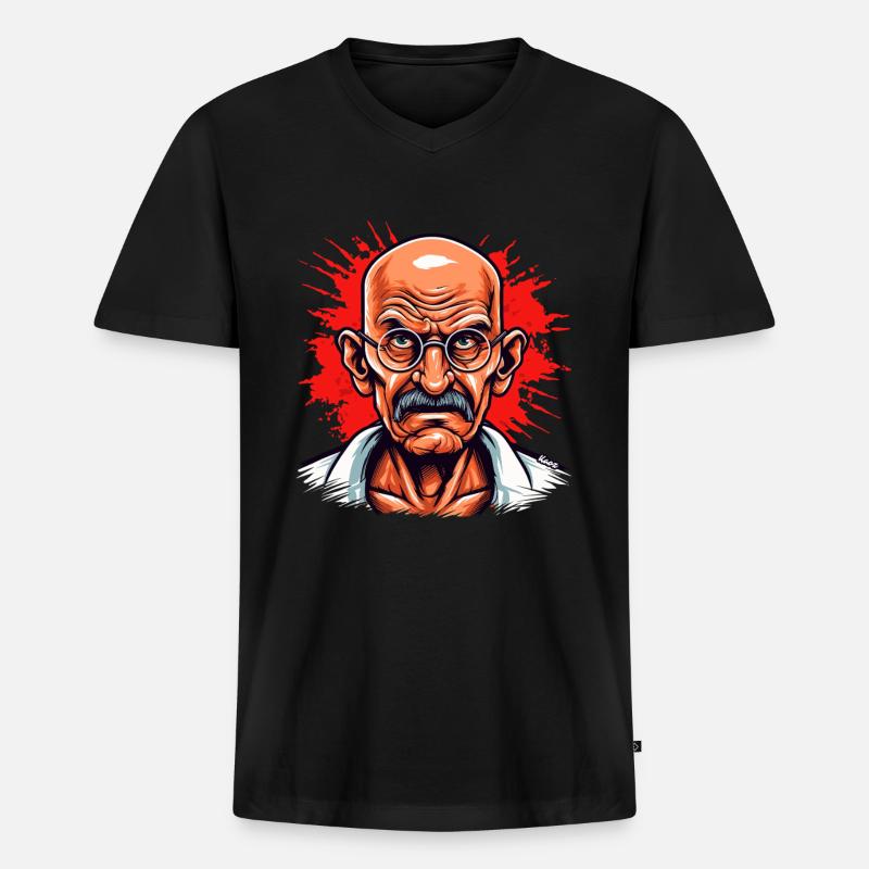 Anführer der friedlichen Revolution - Männer Premium Bio T-Shirt mit V-Ausschnitt - Schwarz