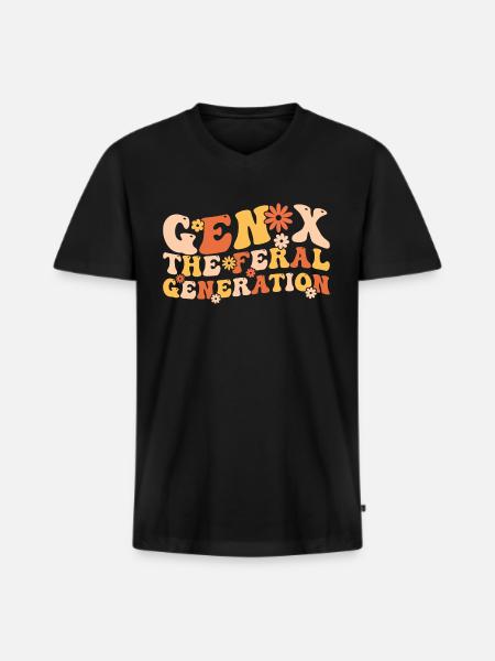 Gen X The Feral Generation Funny Generation X - Men's Premium Organic T-shirt with V-neck - black
