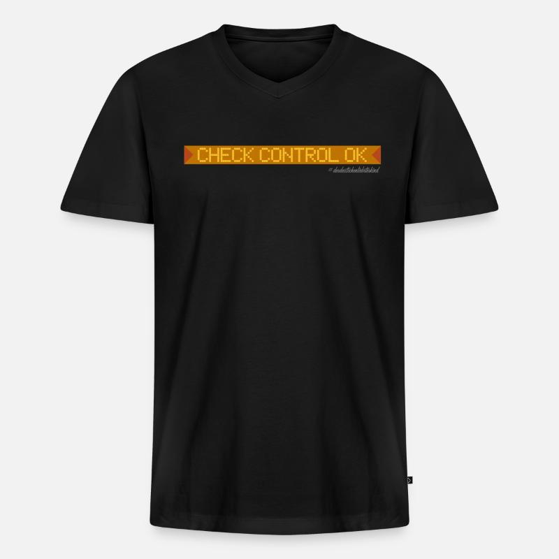 check control ok - Männer Premium Bio T-Shirt mit V-Ausschnitt - Schwarz
