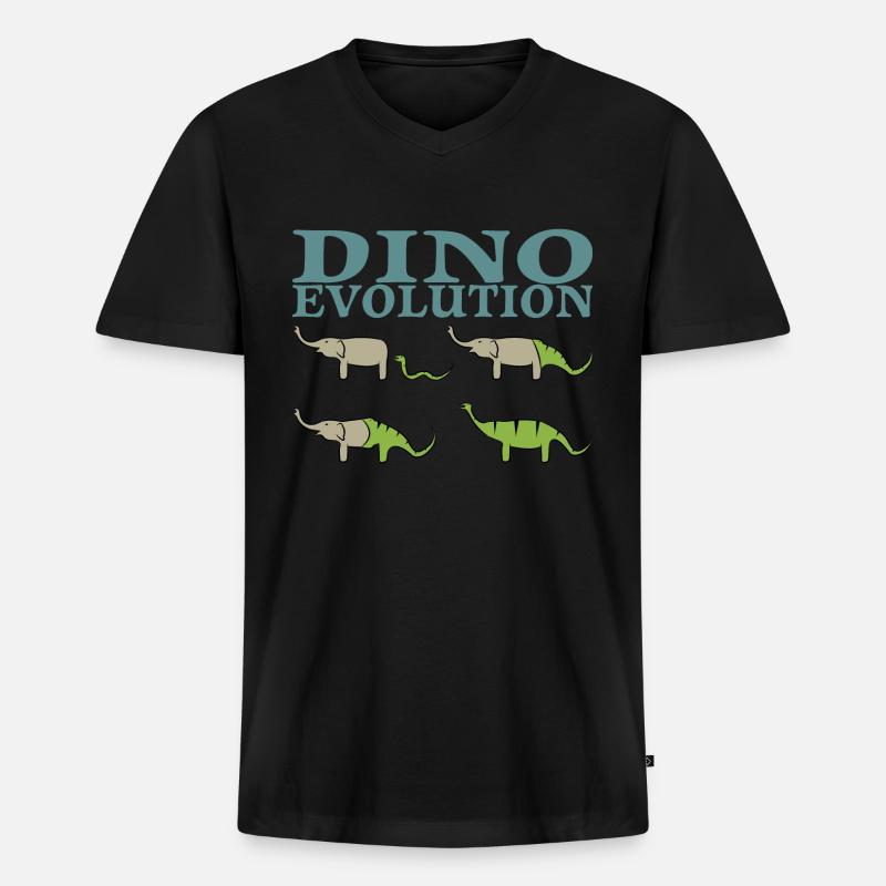 Dino Evolution Dinosaur Elephant - T-shirt encolure en V Premium bio Homme - noir