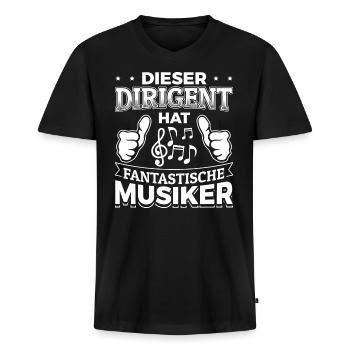 Dieser Dirigent hat fantastische Musiker! Chor - Männer Premium Bio T-Shirt mit V-Ausschnitt - Schwarz - Vorne - Nico (187cm)