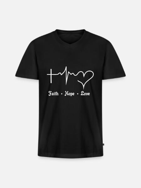 Christian Jesus Hope Love Christianity ECG - Men's Premium Organic T-shirt with V-neck - black