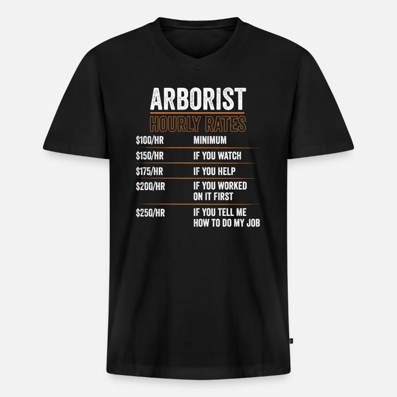Baumpfleger Stundensätze für einen Baumpfleger - Männer Premium Bio T-Shirt mit V-Ausschnitt - Schwarz